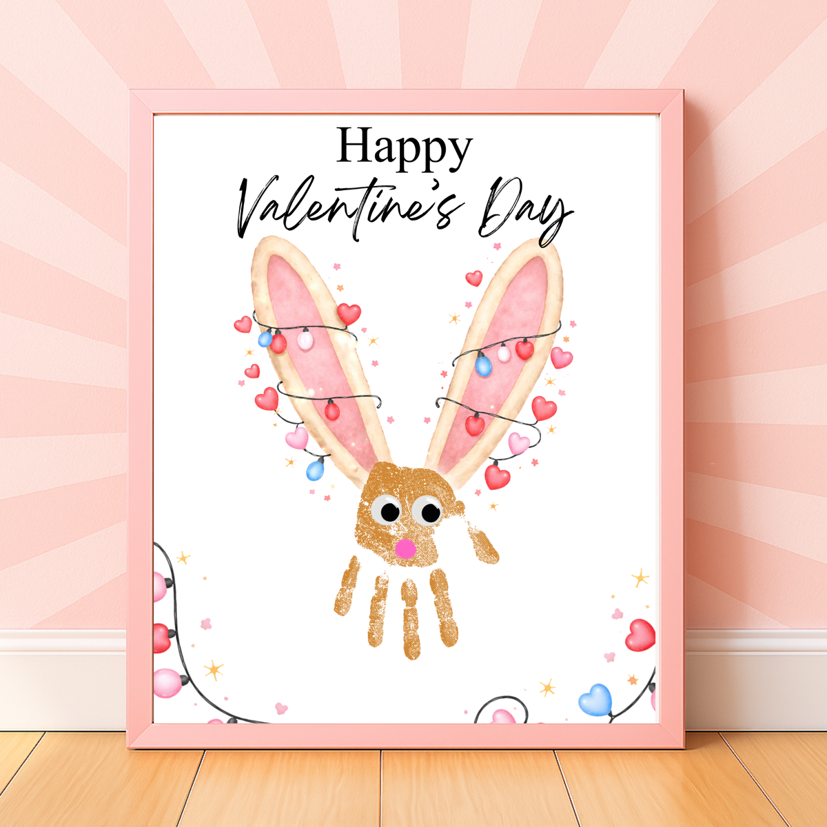 Valentine’s Day Bunny Handprint Craft | Preschool Valentine Printable Keepsake for Kids