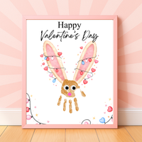 Valentine’s Day Bunny Handprint Craft | Preschool Valentine Printable Keepsake for Kids