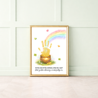 At the End of the Rainbow Handprint Craft Printable | Christian St. Patrick’s Day Keepsake Art | Faith-Based Kids Activity PDF
