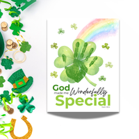 God Made Me Wonderfully Special St. Patrick’s Day Handprint Craft Printable | Christian Shamrock Keepsake Art PDF | Faith-Based Kids Activity