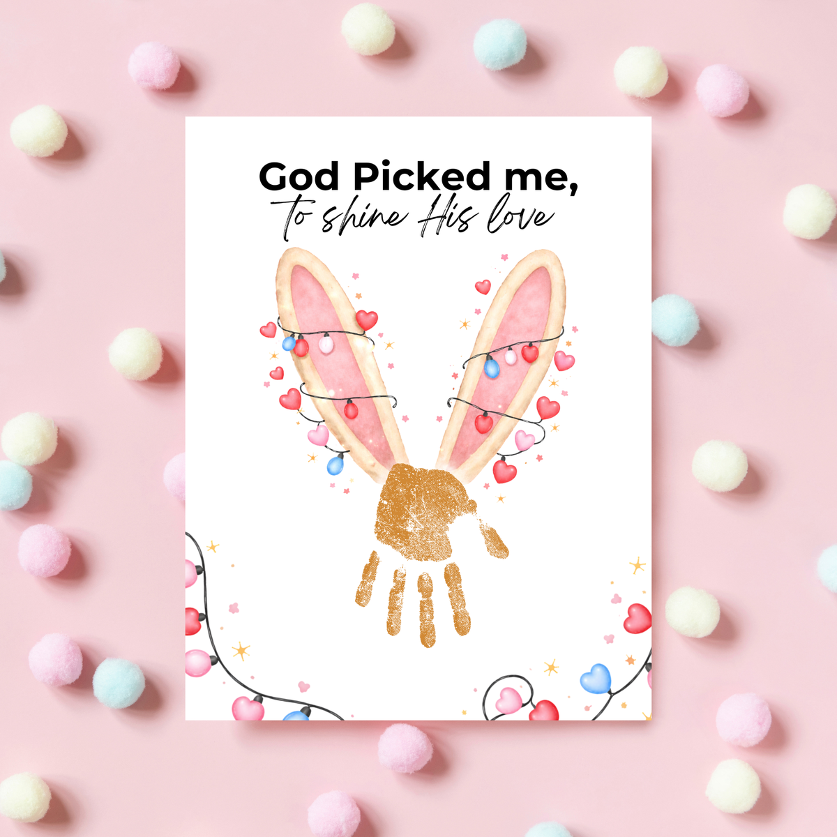 Christian Valentine Bunny Handprint Craft for Kids | God Picked Me Printable | Preschool Faith Valentine Keepsake