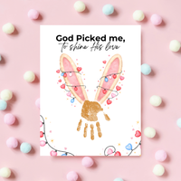 Christian Valentine Bunny Handprint Craft for Kids | God Picked Me Printable | Preschool Faith Valentine Keepsake