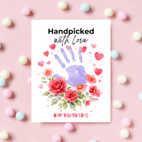 Valentine Flower Handprint Craft for Kids | Handpicked With Love Printable | Preschool Valentine Keepsake