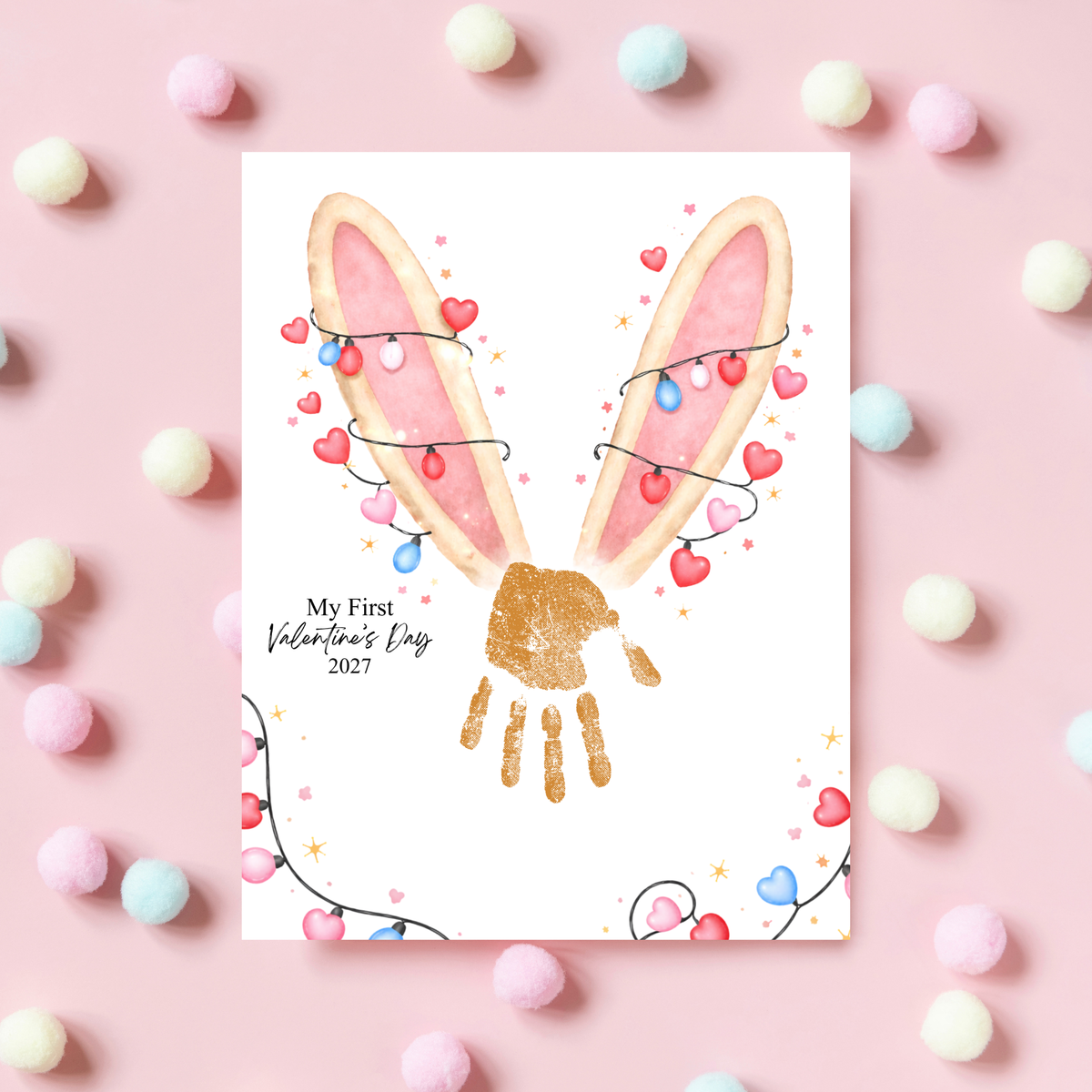 My First Valentine’s Day 2027 Bunny Handprint Craft for Baby | First Valentine Keepsake Printable
