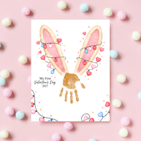 My First Valentine’s Day 2027 Bunny Handprint Craft for Baby | First Valentine Keepsake Printable