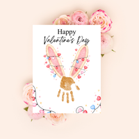 Valentine’s Day Bunny Handprint Craft | Preschool Valentine Printable Keepsake for Kids