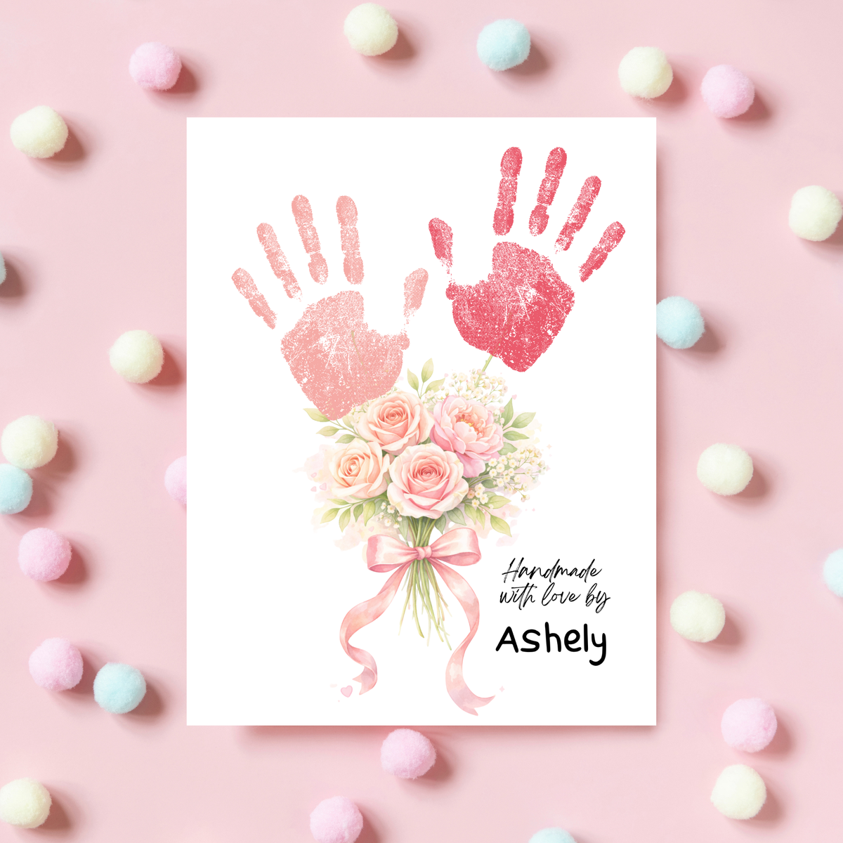 Rose Bouquet Handprint Craft for Kids | Valentine’s Day, Mother’s Day & Birthday Handmade With Love Keepsake