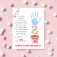 Valentine’s Day Handprint Craft Printable for Kids | Keepsake Art | Valentine Flower Design