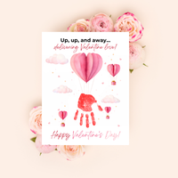 Valentine Hot Air Balloon Handprint Craft | Up Up and Away Valentine Printable for Kids