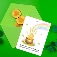At the End of the Rainbow Handprint Craft Printable | Christian St. Patrick’s Day Keepsake Art | Faith-Based Kids Activity PDF