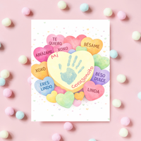 Spanish Valentine Handprint Craft for Kids | Mi Corazoncito Conversation Hearts Printable | Preschool Valentine Keepsake