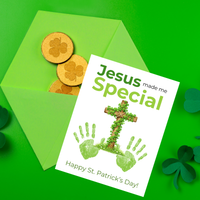 Jesus Made Me Special St. Patrick’s Day Handprint Craft Printable | Christian Shamrock Cross Keepsake Art PDF | Faith-Based Kids Activity
