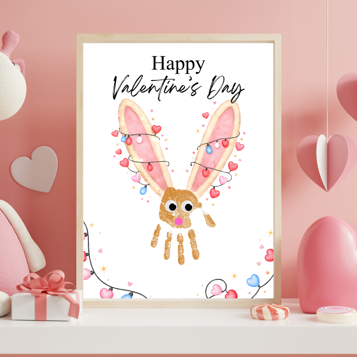 Valentine’s Day Bunny Handprint Craft | Preschool Valentine Printable Keepsake for Kids