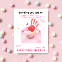 Valentine Handprint Craft for Kids | Hugs Kisses Valentine Wishes | Love Letter Envelope Keepsake