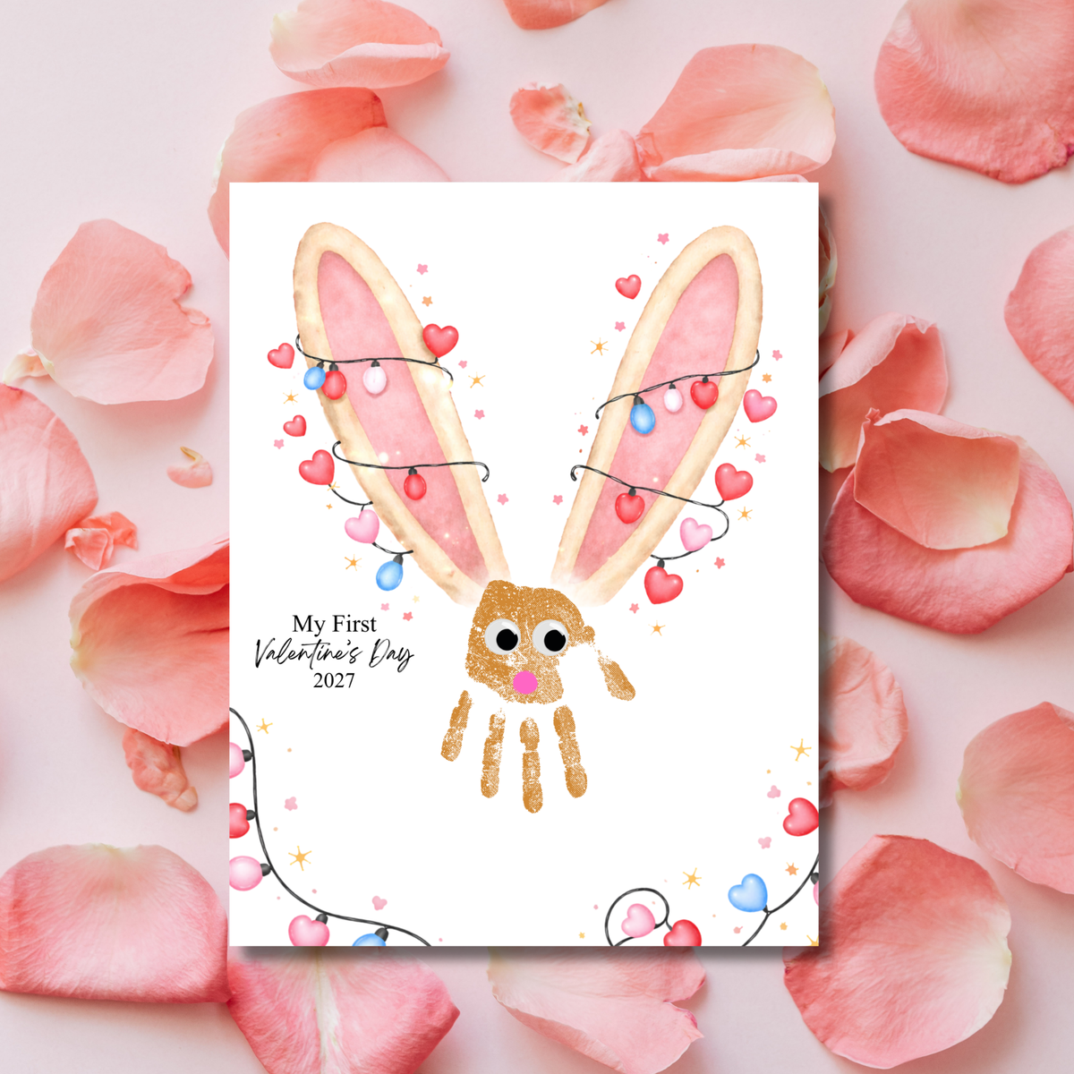 My First Valentine’s Day 2027 Bunny Handprint Craft for Baby | First Valentine Keepsake Printable