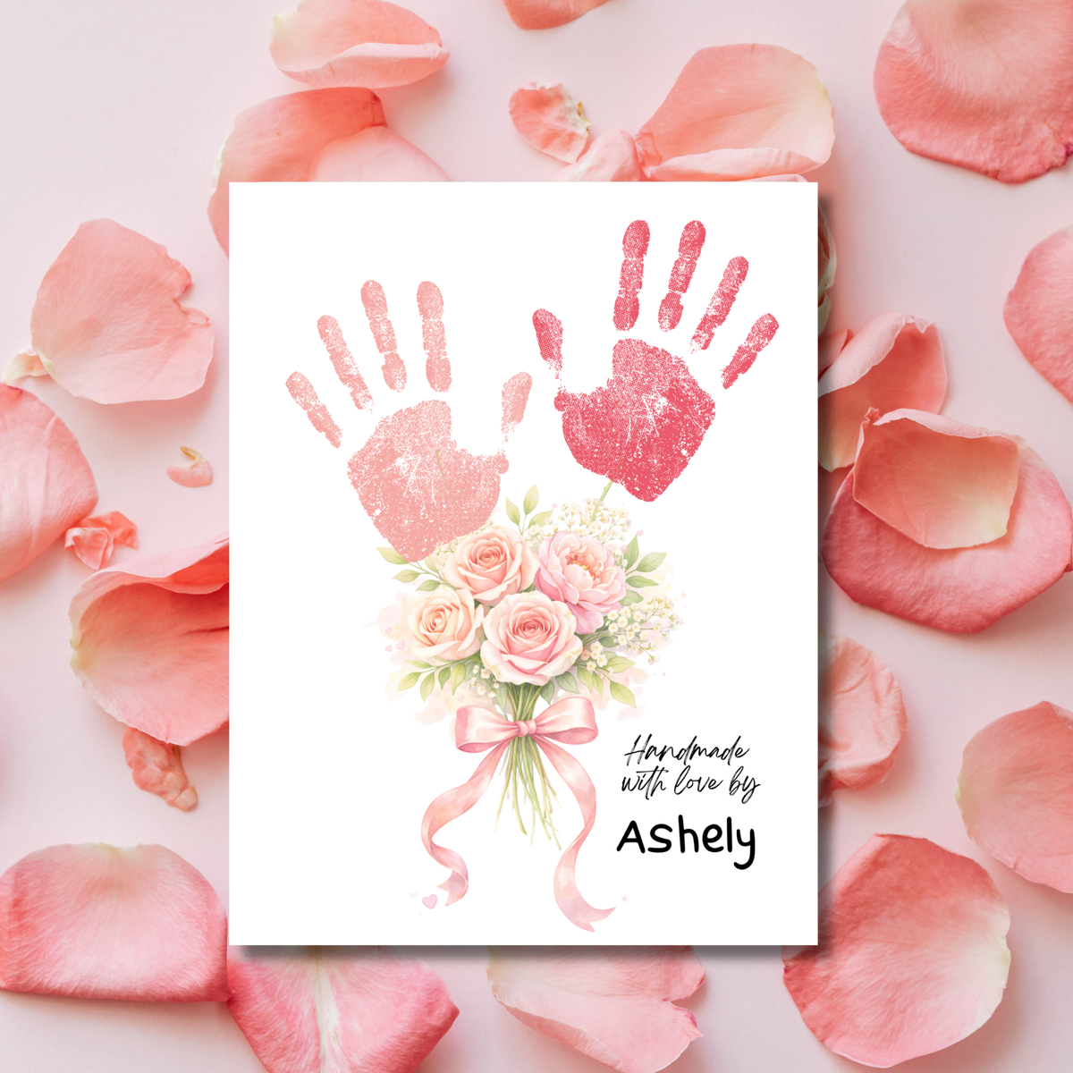 Rose Bouquet Handprint Craft for Kids | Valentine’s Day, Mother’s Day & Birthday Handmade With Love Keepsake