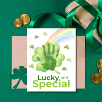 Lucky and Special St. Patrick’s Day Handprint Craft Printable | Shamrock Rainbow Keepsake Art PDF | Kids St. Patrick’s Activity