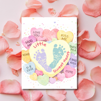 Valentine Sweetheart Candy Handprint & Footprint Craft for Kids | Conversation Heart Keepsake Printable