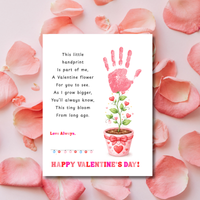 Valentine’s Day Handprint Craft Printable for Kids | Keepsake Art | Valentine Flower Design