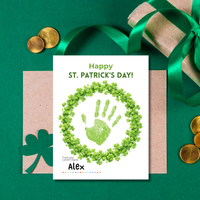 St. Patrick’s Day Handprint Craft Printable | Shamrock Wreath Keepsake Art for Kids | Personalized St. Patrick’s Day Activity PDF