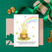 At the End of the Rainbow Handprint Craft Printable | St. Patrick’s Day Keepsake Art | Rainbow & Pot of Gold Kids Activity PDF