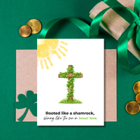 Rooted Like a Shamrock St. Patrick’s Day Handprint Craft Printable | Christian Cross Keepsake Art PDF | Faith-Based Kids Activity