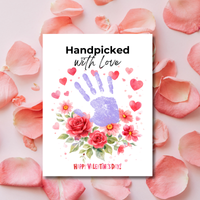 Valentine Flower Handprint Craft for Kids | Handpicked With Love Printable | Preschool Valentine Keepsake