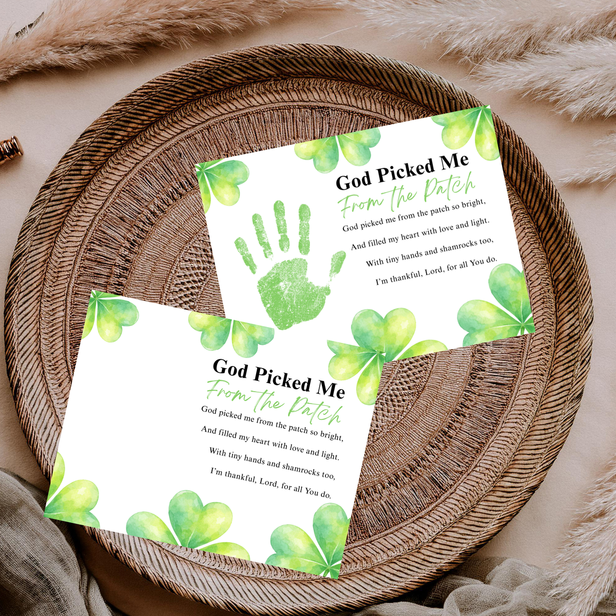 God Picked Me From the Patch Poem St. Patrick’s Day Handprint Craft Printable | Christian Shamrock Keepsake Art PDF | Faith-Based Kids Activity