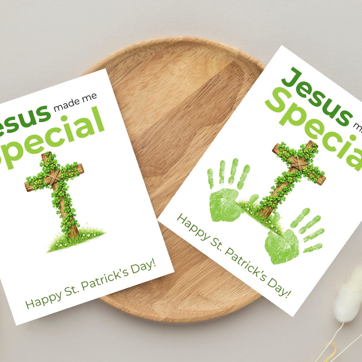 Jesus Made Me Special St. Patrick’s Day Handprint Craft Printable | Christian Shamrock Cross Keepsake Art PDF | Faith-Based Kids Activity