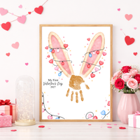 My First Valentine’s Day 2027 Bunny Handprint Craft for Baby | First Valentine Keepsake Printable