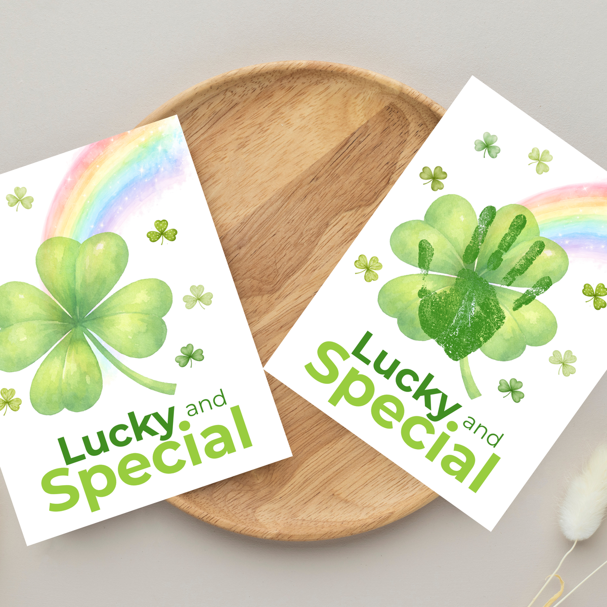 Lucky and Special St. Patrick’s Day Handprint Craft Printable | Shamrock Rainbow Keepsake Art PDF | Kids St. Patrick’s Activity