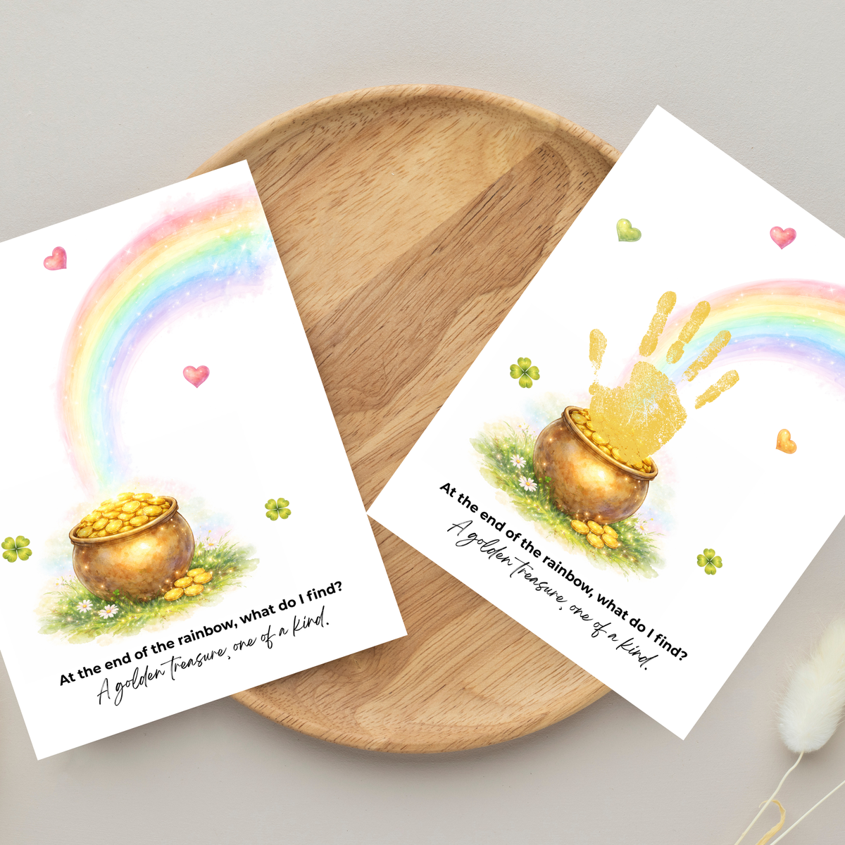 At the End of the Rainbow Handprint Craft Printable | St. Patrick’s Day Keepsake Art | Rainbow & Pot of Gold Kids Activity PDF