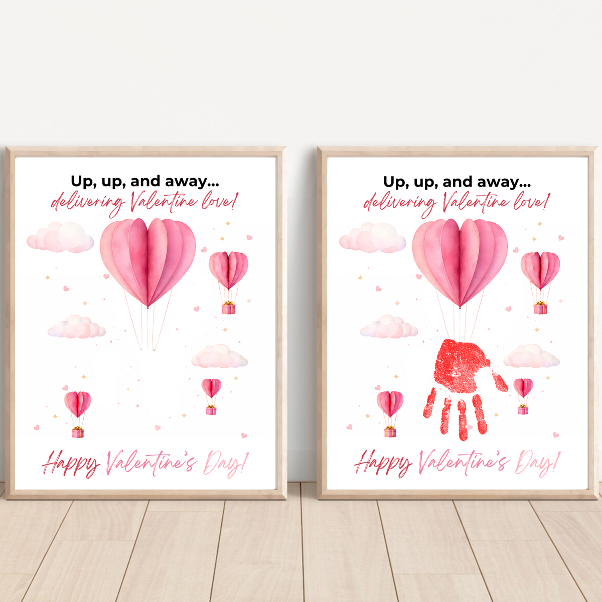Valentine Hot Air Balloon Handprint Craft | Up Up and Away Valentine Printable for Kids