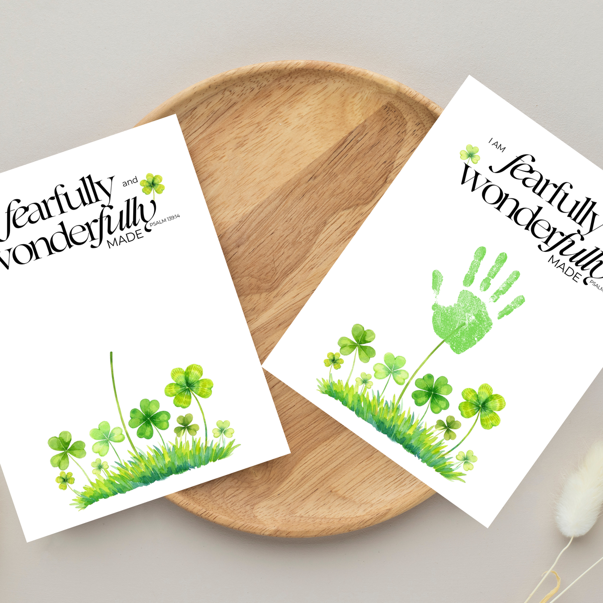 Fearfully and Wonderfully Made Handprint Craft Printable | Christian St. Patrick’s Day Keepsake Art | Psalm 139:14 Kids Activity PDF