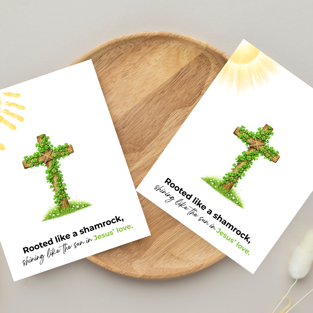 Rooted Like a Shamrock St. Patrick’s Day Handprint Craft Printable | Christian Cross Keepsake Art PDF | Faith-Based Kids Activity