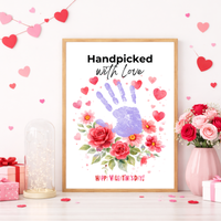 Valentine Flower Handprint Craft for Kids | Handpicked With Love Printable | Preschool Valentine Keepsake