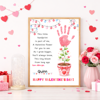 Valentine’s Day Handprint Craft Printable for Kids | Keepsake Art | Valentine Flower Design