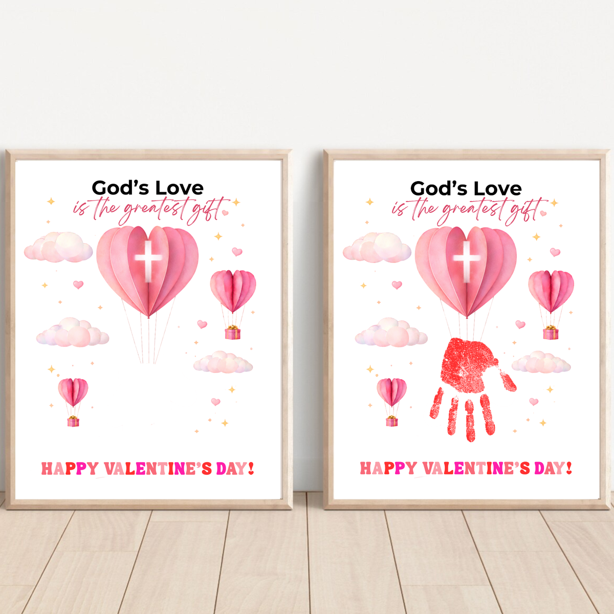 Christian Valentine Hot Air Balloon Handprint Craft | God’s Love Printable for Kids