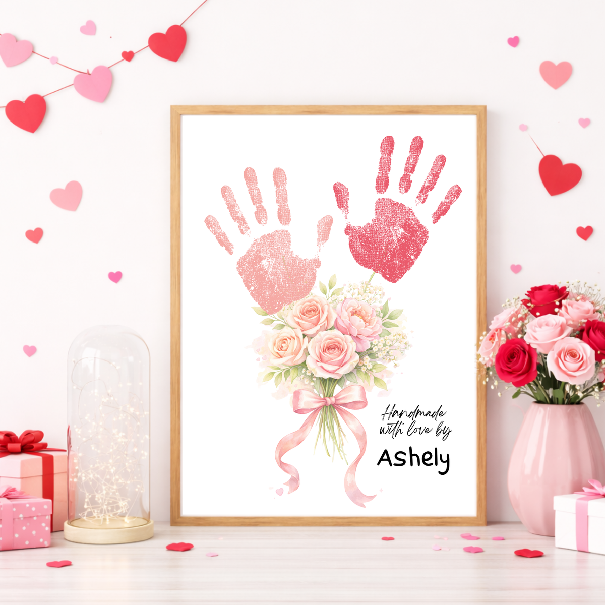 Rose Bouquet Handprint Craft for Kids | Valentine’s Day, Mother’s Day & Birthday Handmade With Love Keepsake