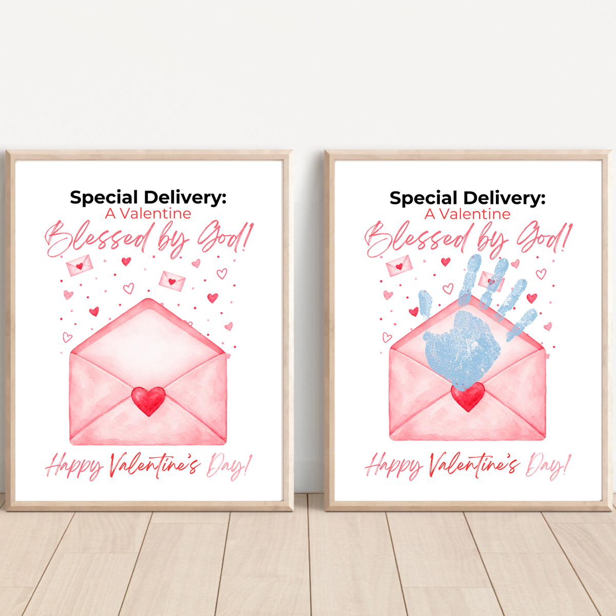 Christian Valentine Envelope Handprint Craft | Blessed by God Valentine Printable Keepsake for Kids