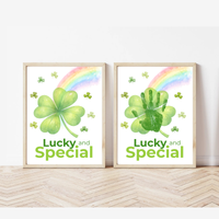 Lucky and Special St. Patrick’s Day Handprint Craft Printable | Shamrock Rainbow Keepsake Art PDF | Kids St. Patrick’s Activity
