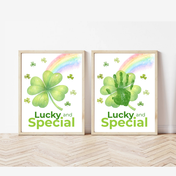 Lucky and Special St. Patrick’s Day Handprint Craft Printable | Shamrock Rainbow Keepsake Art PDF | Kids St. Patrick’s Activity
