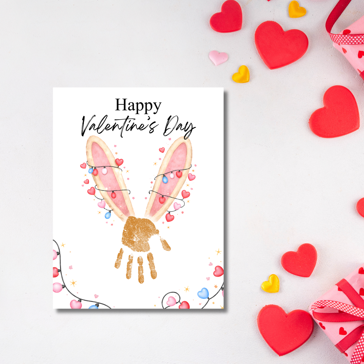 Valentine’s Day Bunny Handprint Craft | Preschool Valentine Printable Keepsake for Kids