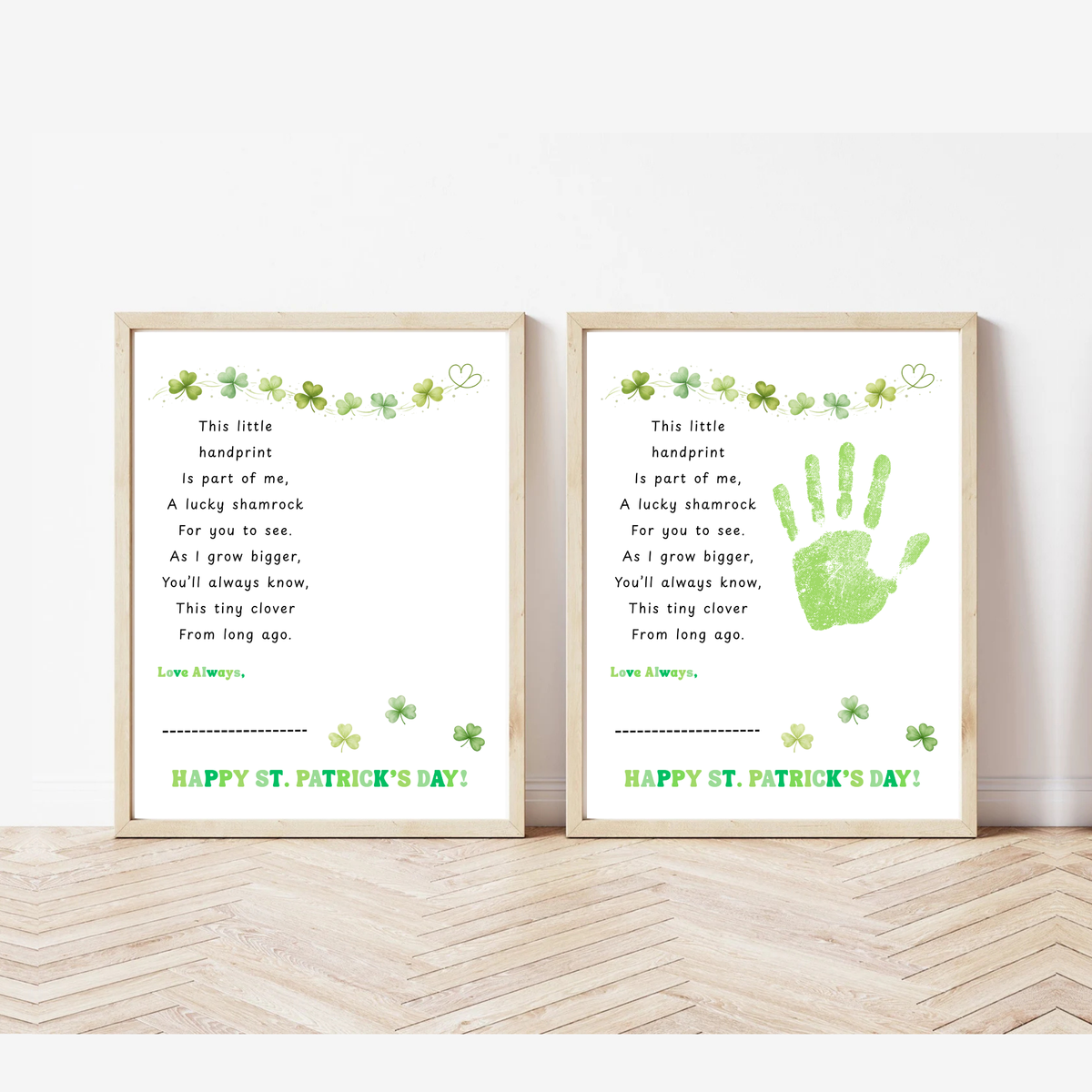 Lucky Shamrock Handprint Poem Printable | St. Patrick’s Day Keepsake Art | Kids Handprint Craft PD