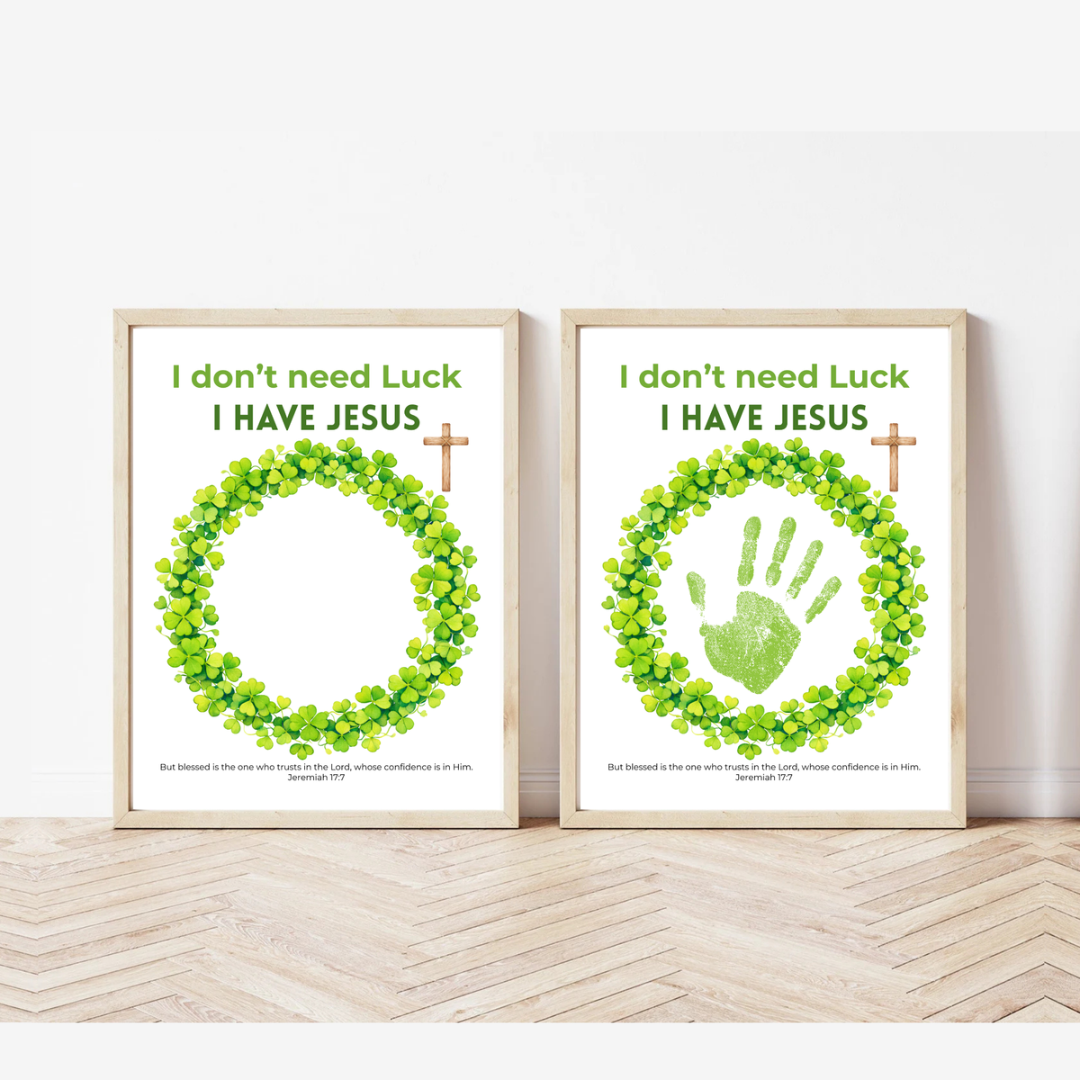 I Don’t Need Luck, I Have Jesus Handprint Craft Printable | Christian St. Patrick’s Day Keepsake | Shamrock Wreath Faith Activity PDF