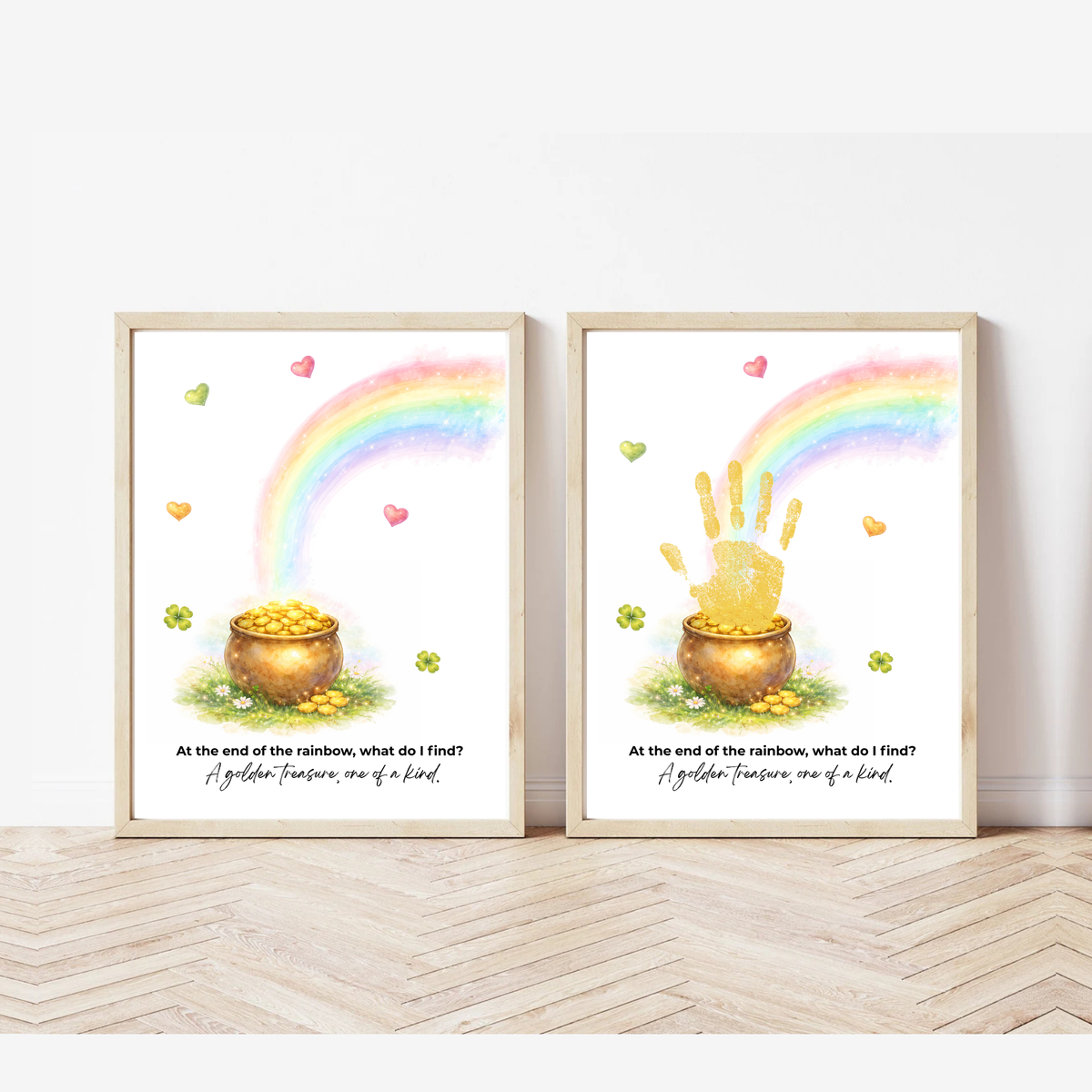 At the End of the Rainbow Handprint Craft Printable | St. Patrick’s Day Keepsake Art | Rainbow & Pot of Gold Kids Activity PDF