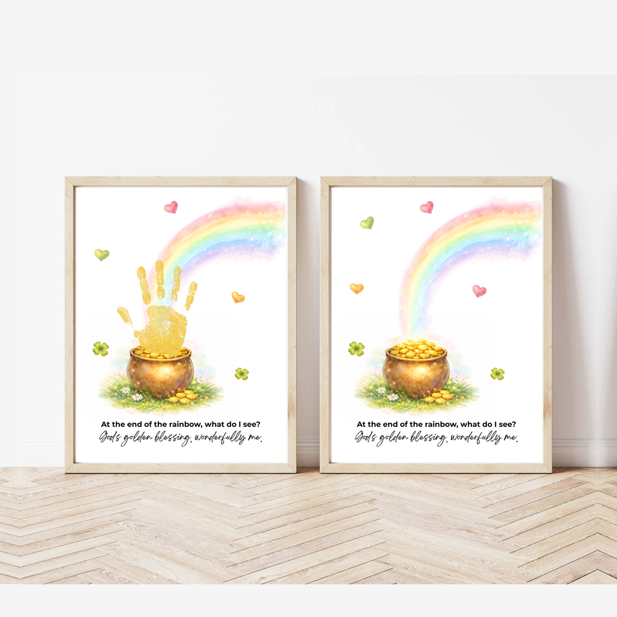 At the End of the Rainbow Handprint Craft Printable | Christian St. Patrick’s Day Keepsake Art | Faith-Based Kids Activity PDF