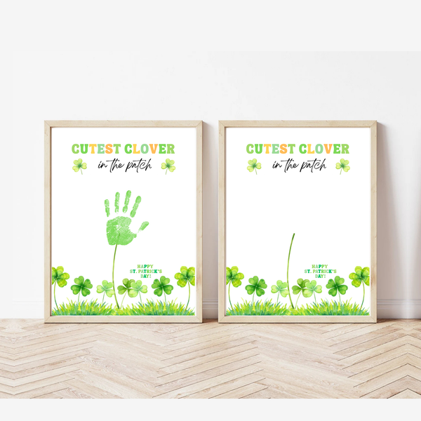 Cutest Clover in the Patch Handprint Craft Printable | St. Patrick’s Day Kids Keepsake | Shamrock Handprint Digital Print