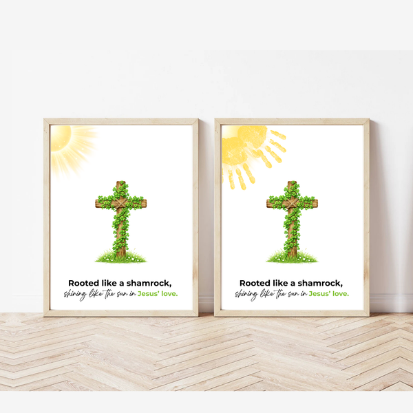 Rooted Like a Shamrock St. Patrick’s Day Handprint Craft Printable | Christian Cross Keepsake Art PDF | Faith-Based Kids Activity