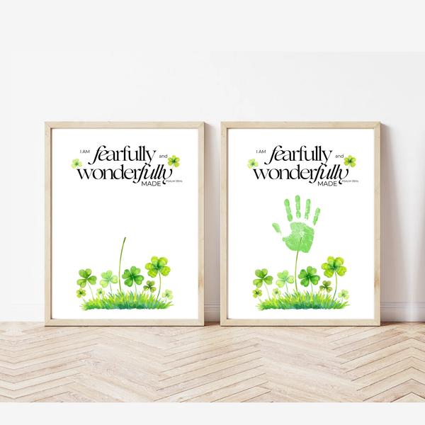 Fearfully and Wonderfully Made Handprint Craft Printable | Christian St. Patrick’s Day Keepsake Art | Psalm 139:14 Kids Activity PDF